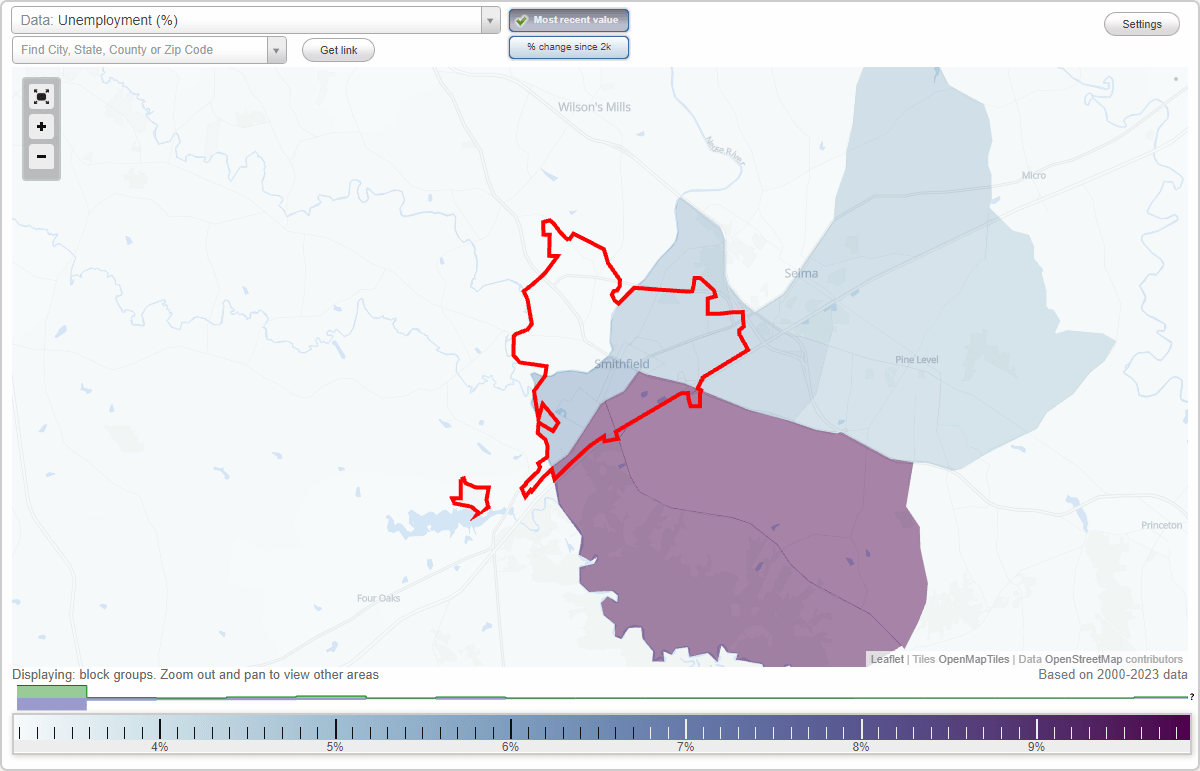 Work and Jobs in Smithfield, North Carolina (NC) Detailed Stats