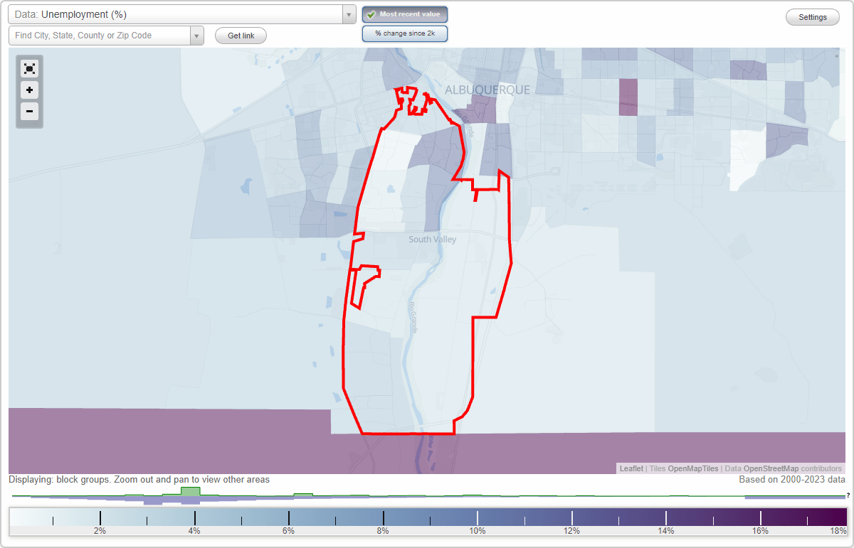 Work and Jobs in South Valley, New Mexico (NM) Detailed Stats