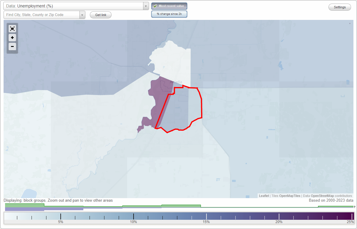 Work and Jobs in Southeast Arcadia, Florida (FL) Detailed Stats