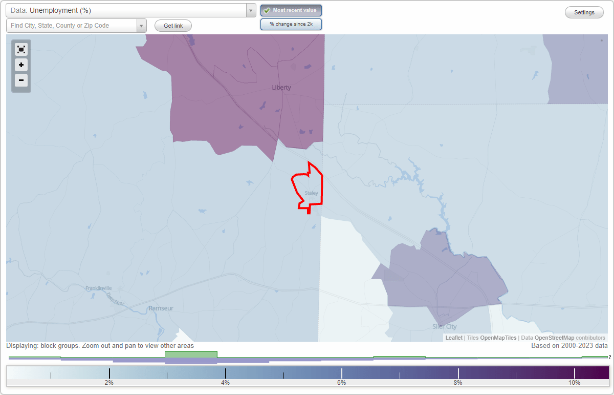 Work and Jobs in Staley, North Carolina (NC) Detailed Stats