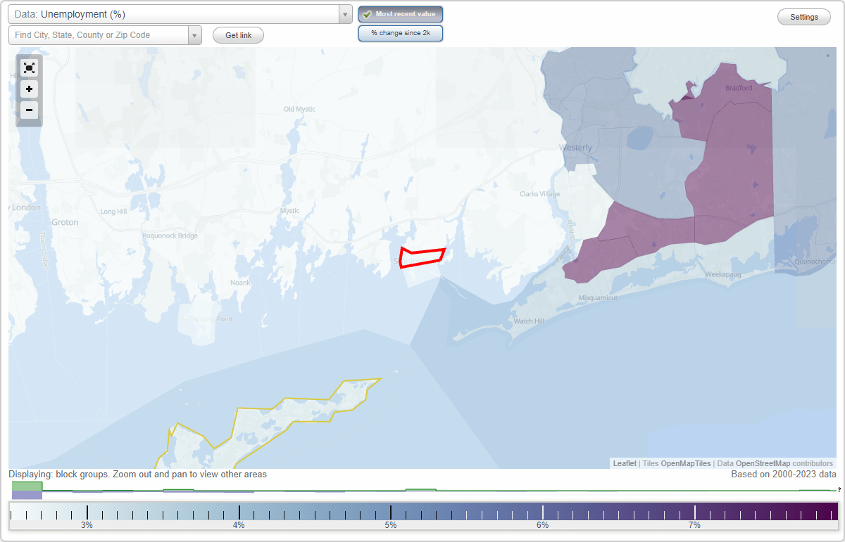 Work and Jobs in Stonington, Connecticut (CT) Detailed Stats