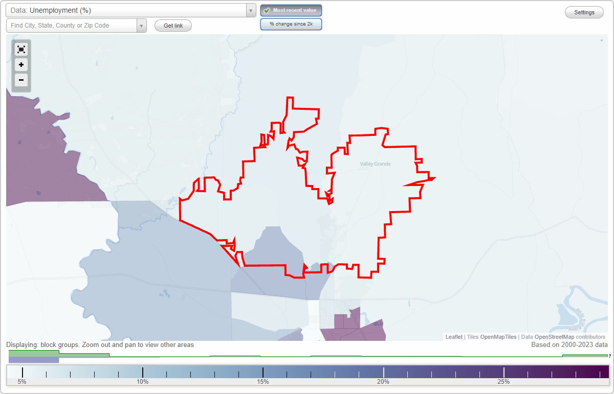 Work and Jobs in Valley Grande, Alabama (AL) Detailed Stats