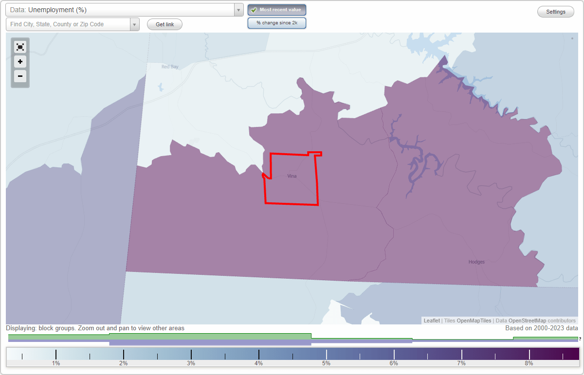 Work and Jobs in Vina, Alabama (AL) Detailed Stats Occupations