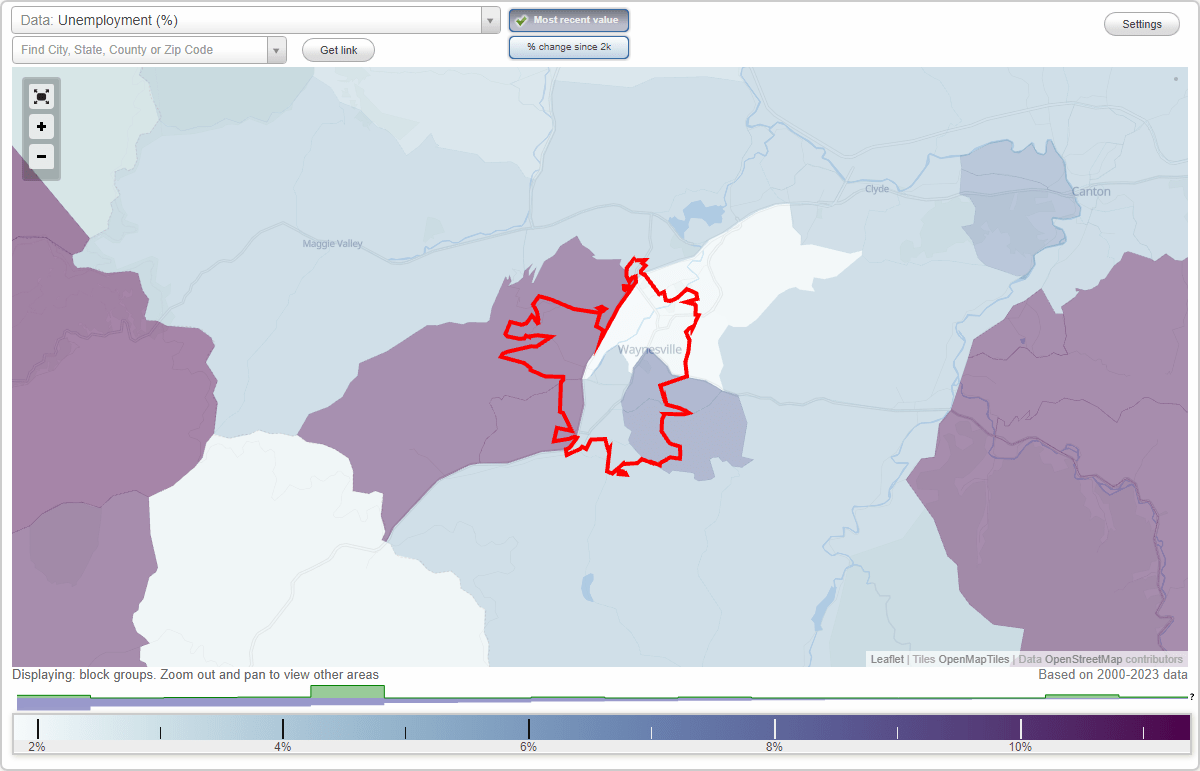 Work and Jobs in Waynesville, North Carolina (NC) Detailed Stats