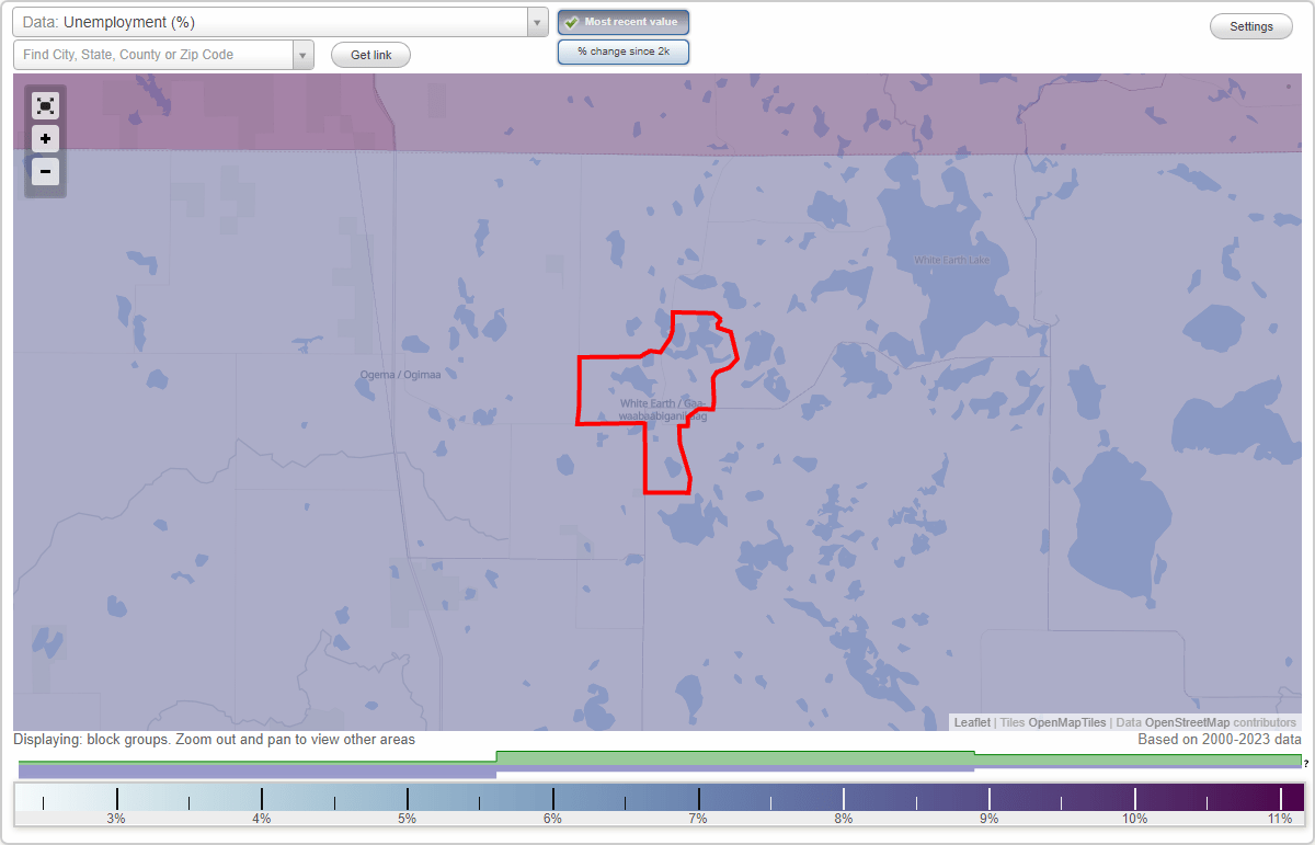 Work and Jobs in White Earth, Minnesota (MN) Detailed Stats