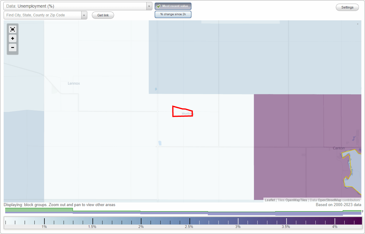Work and Jobs in Worthing, South Dakota (SD) Detailed Stats