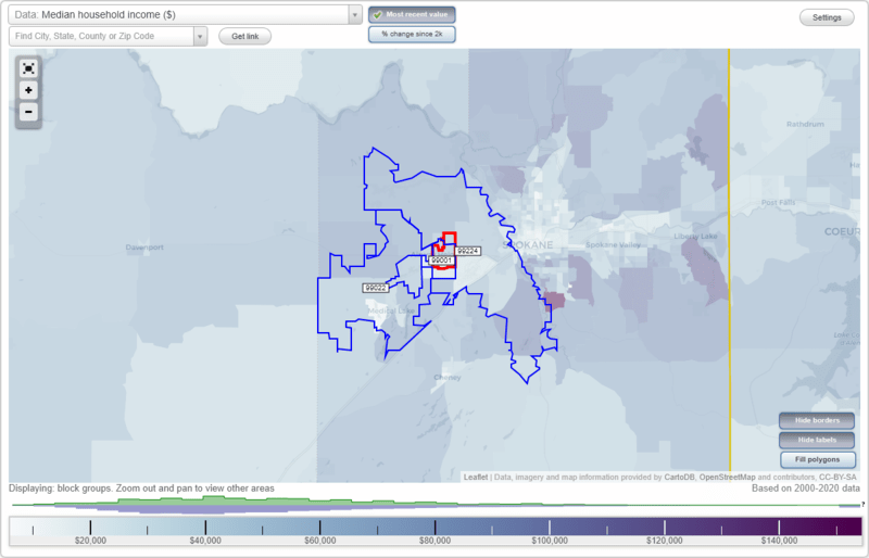 ZIP Code 99001 Airway Heights Map and Data