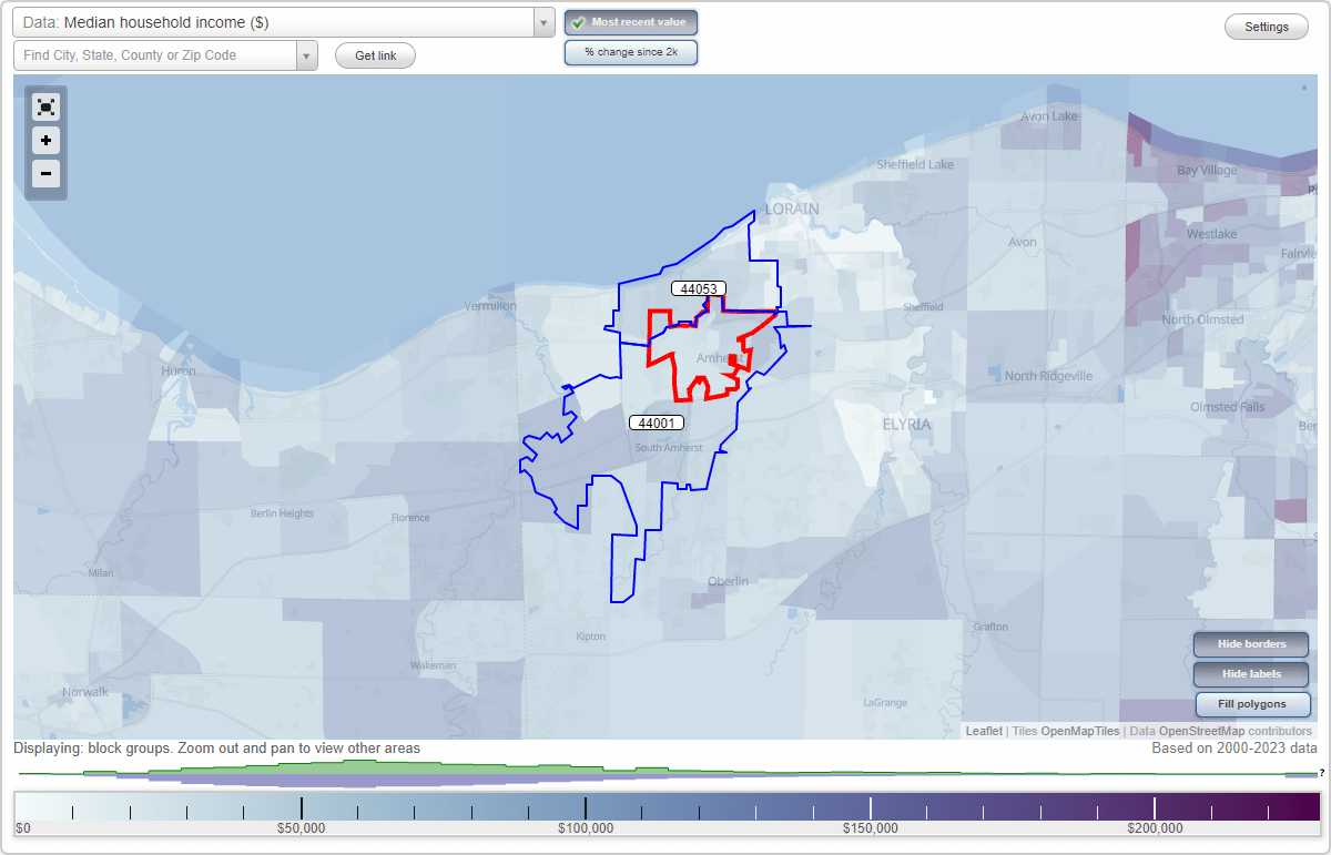 Amherst, Ohio (OH) Zip Code Map Locations, Demographics list of zip codes