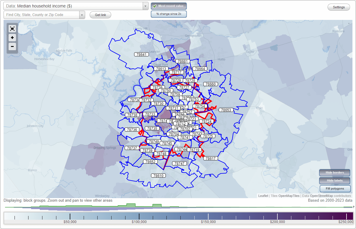 Austin, Texas (TX) Zip Code Map Locations, Demographics list of zip