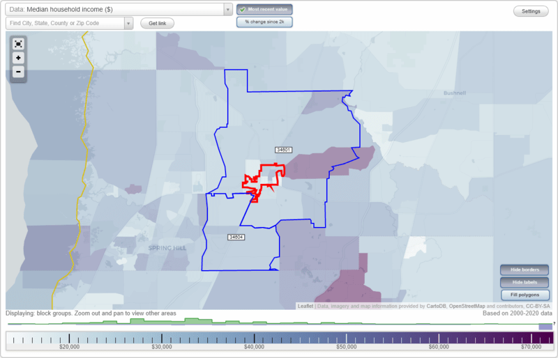 Brooksville, Florida (FL) Zip Code Map Locations, Demographics list