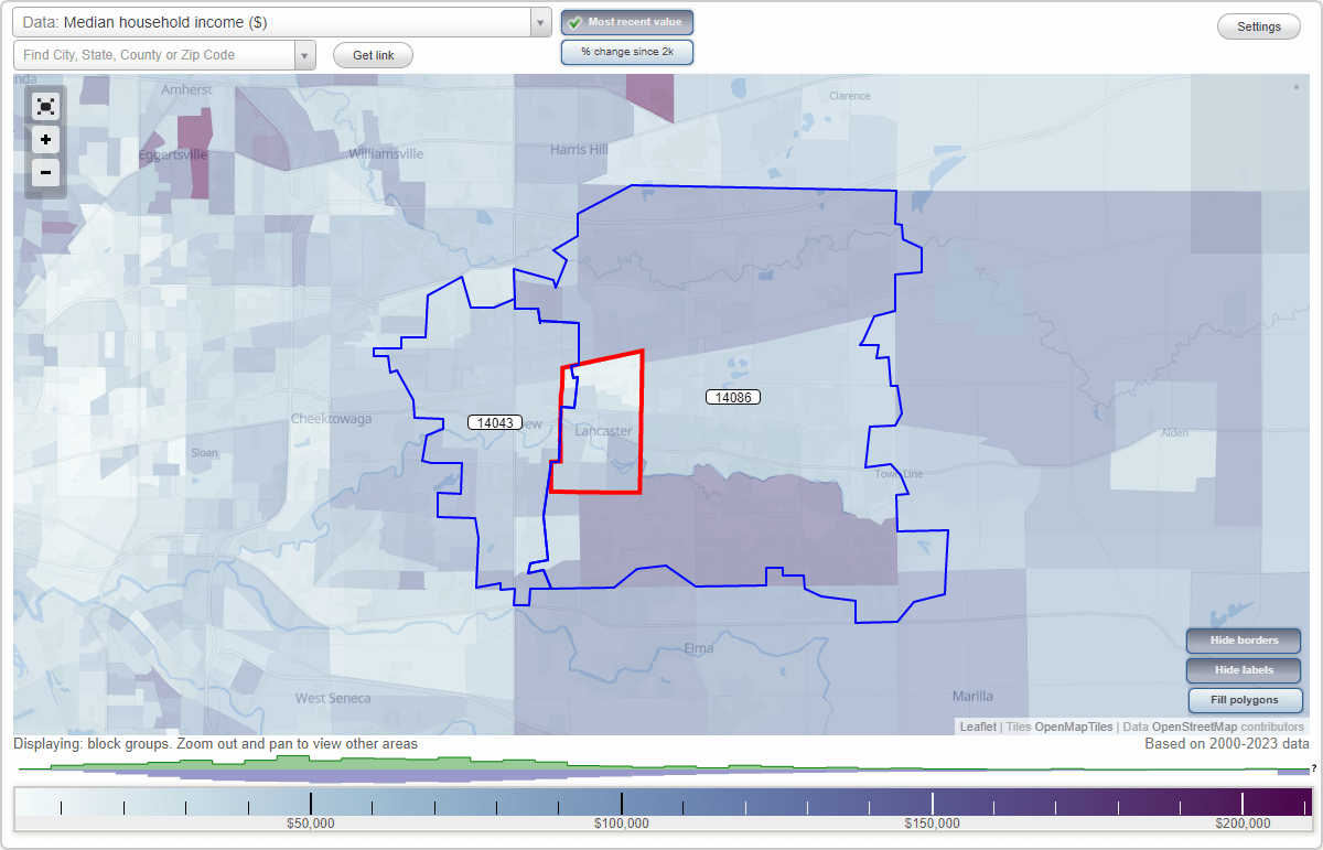 Lancaster, New York (NY) Zip Code Map Locations, Demographics list