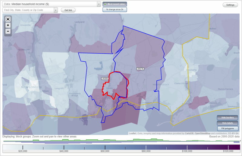 Mystic, Connecticut (CT 06355, 06378) profile population, maps, real