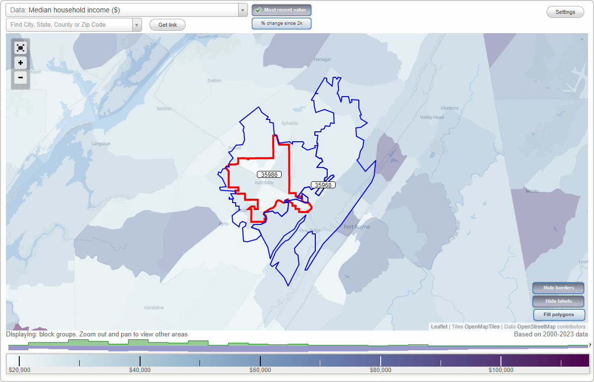 Rainsville, Alabama (AL) Zip Code Map Locations, Demographics list