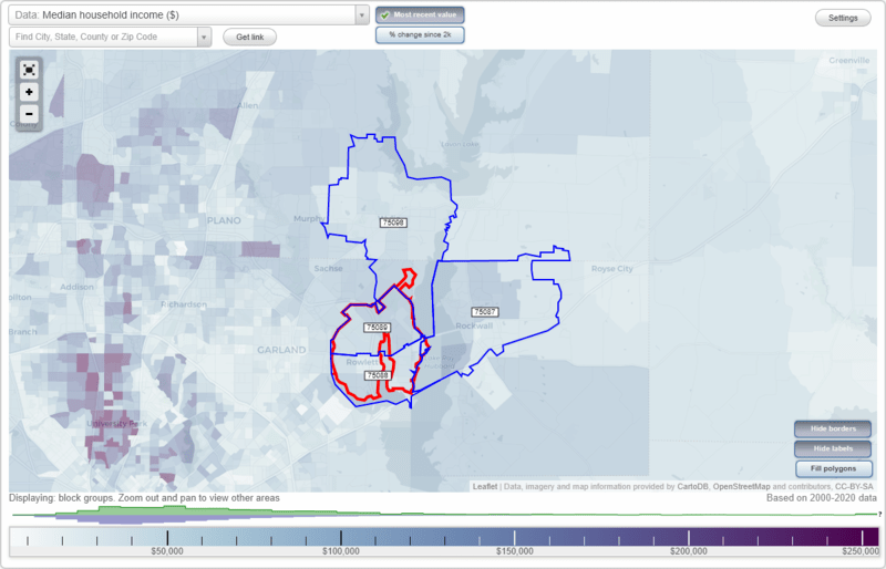 Rowlett, Texas (TX) Zip Code Map Locations, Demographics list of
