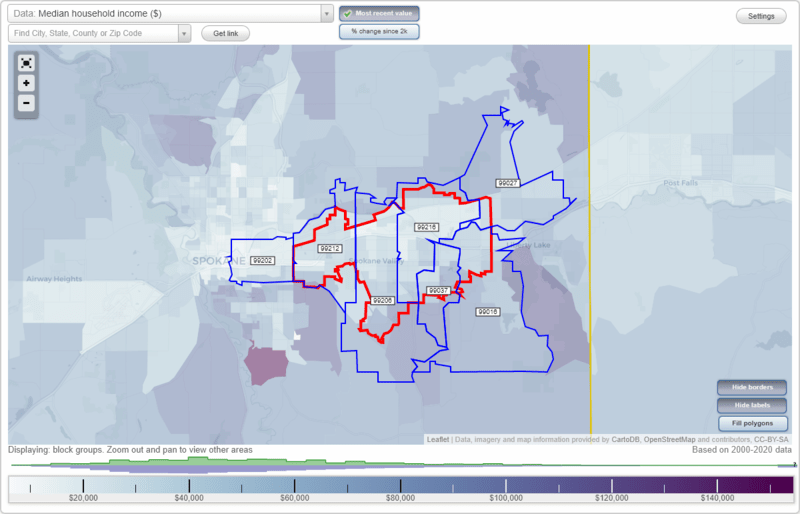 Spokane Valley, Washington (WA) Zip Code Map Locations, Demographics