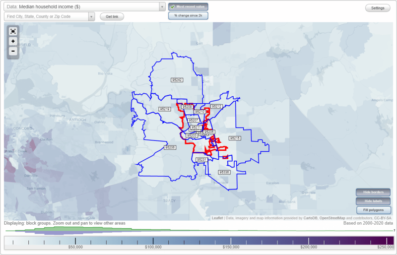 Stockton, California (CA) Zip Code Map Locations, Demographics list
