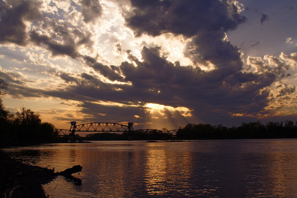 Boonville, MO DrawBridge Sunset over the MO River, Boonville, MO