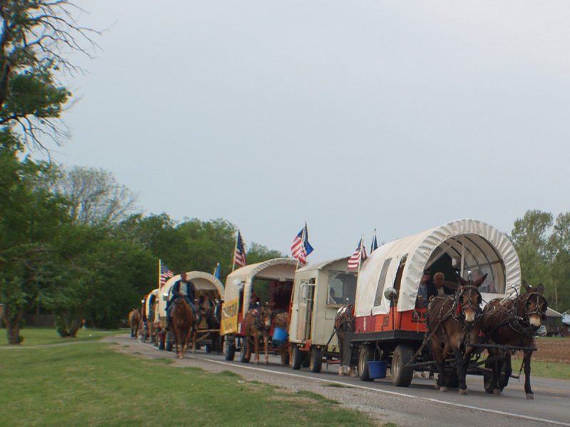 Lexington, OK Oklahoma Land Run Wagon Train, leaving Lexington, north