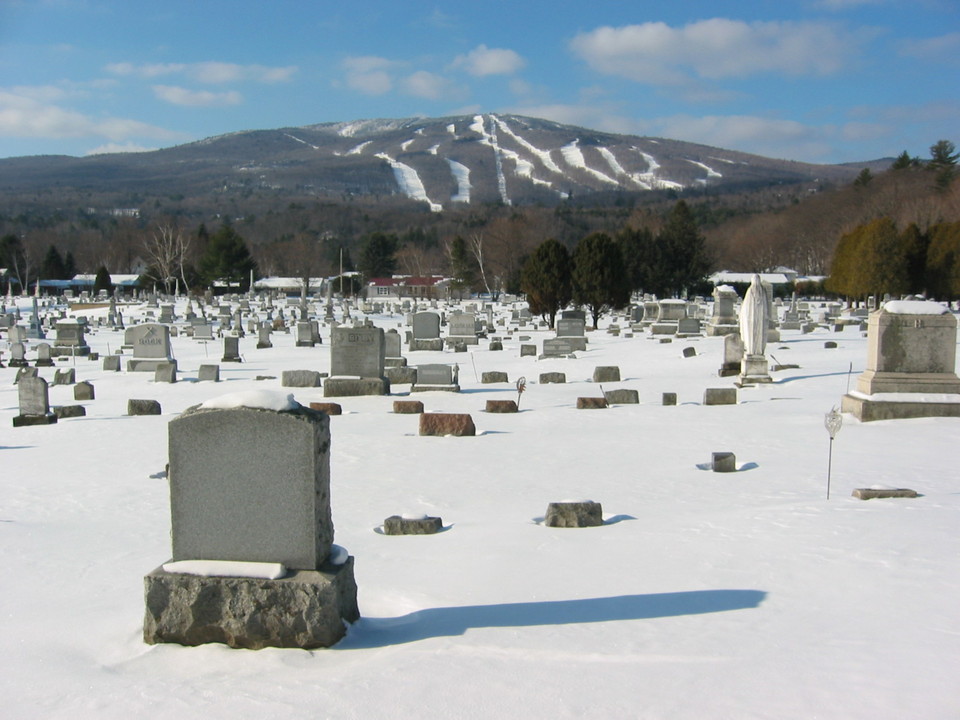 Ludlow, VT Town Cemetery and view of Okemo photo, picture, image