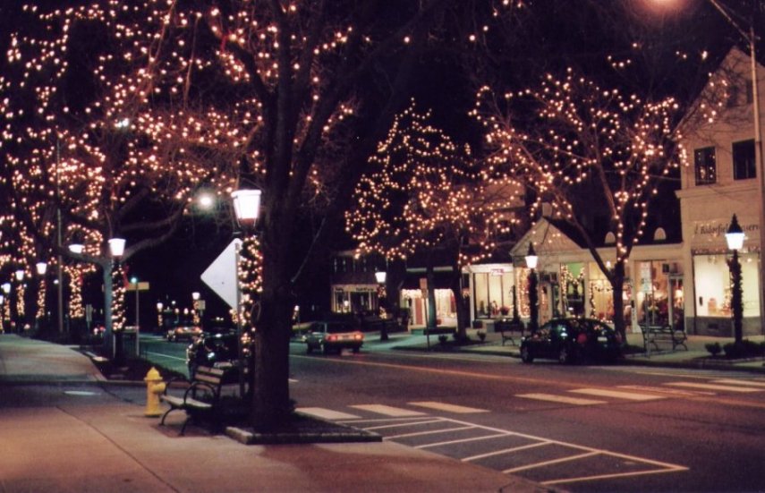 Ridgefield, CT Main Street Christmas season photo, picture, image
