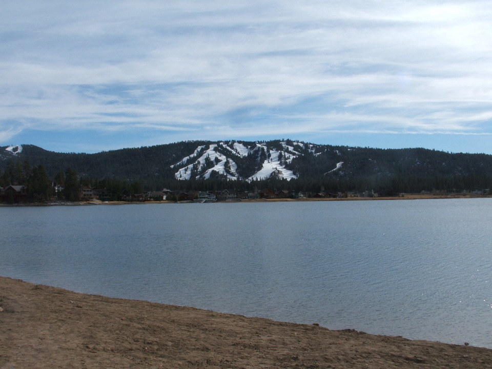 Big Bear Lake, CA Snow Summit from across Big Bear Lake photo