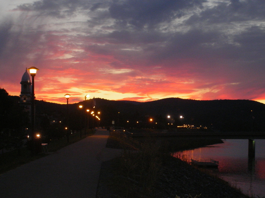 Lock Haven, PA colorful night by the court house photo, picture