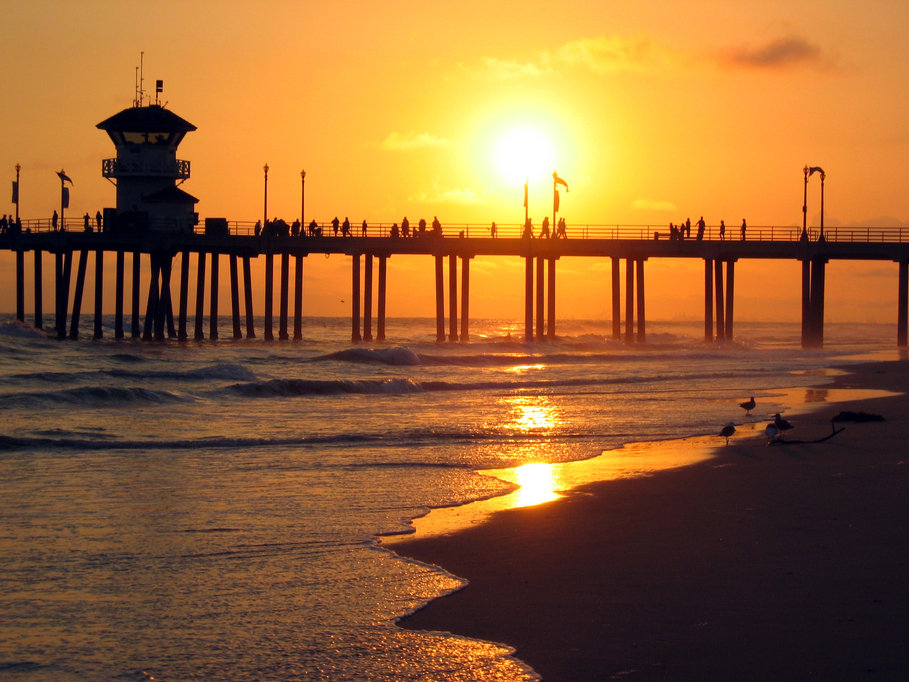 Huntington Beach, CA Huntington Beach at sunset photo, picture, image