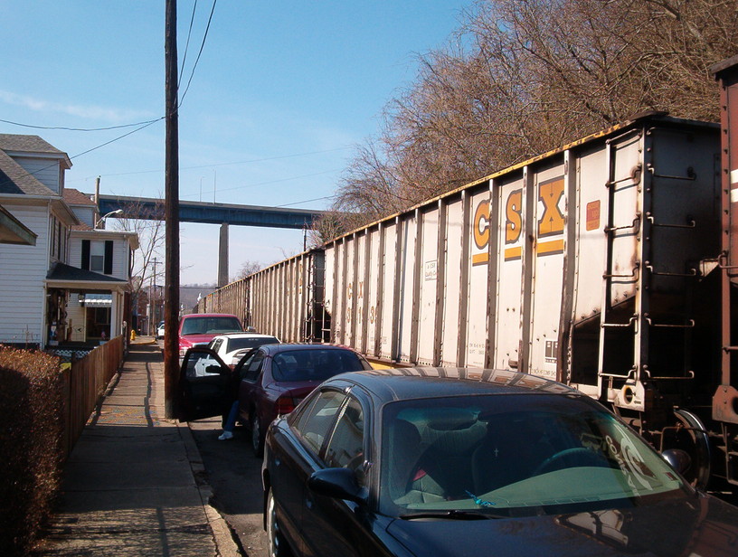 West Brownsville, PA Coal train on Main Street photo, picture, image
