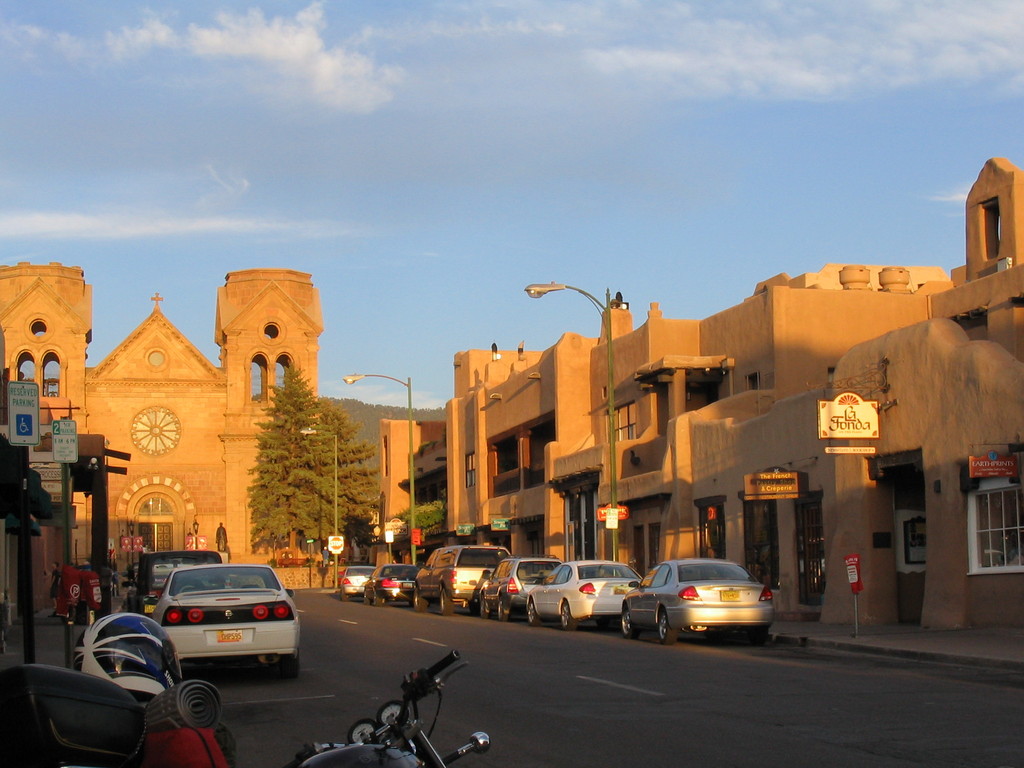 Santa Fe, NM Santa Fe church at sunset photo, picture, image (New