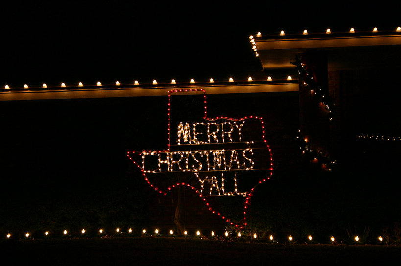 San Angelo, TX Christmas lights on a front lawn in San Angelo, Texas photo, picture, image