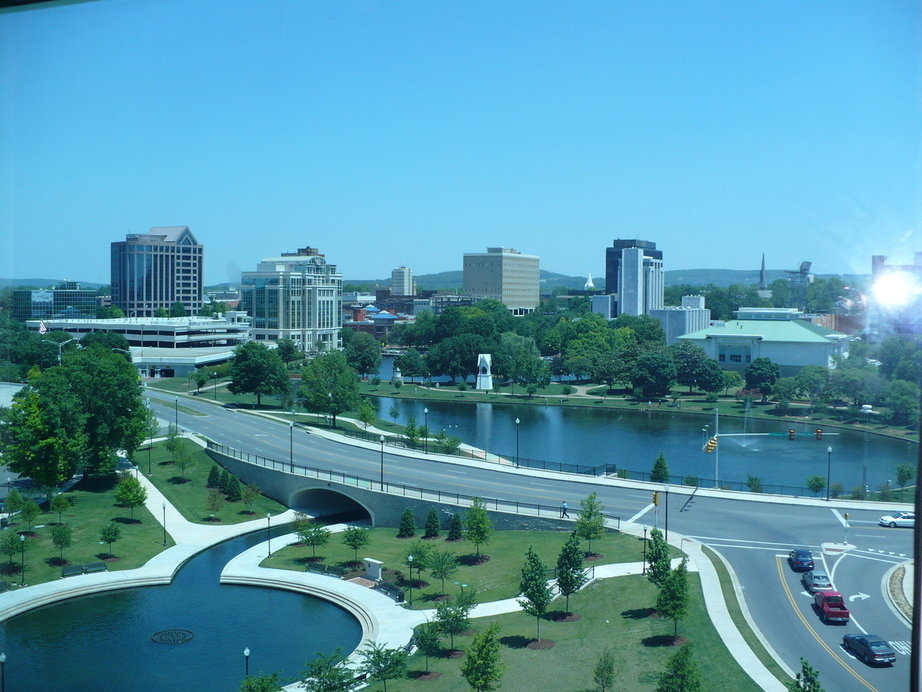 Huntsville, AL Downtown Huntsville and Big Spring Park taken from