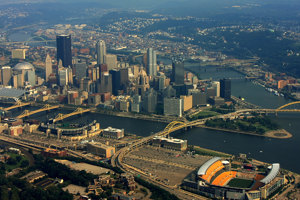 Pittsburgh, PA Pittsburgh aerial view looking from the North Shore photo, picture, image