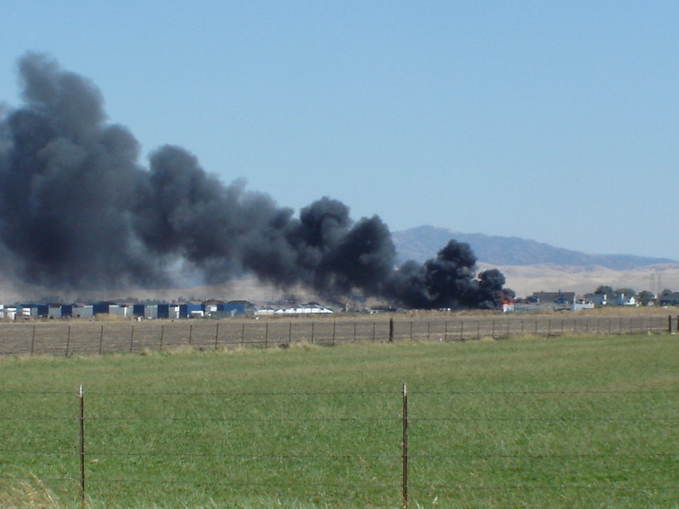 Tracy, CA Distant fire in the Summer of 2005. photo, picture, image