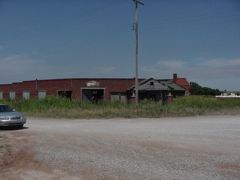 Jefferson, OK Percy Bachelor's gas station at the corner of Main