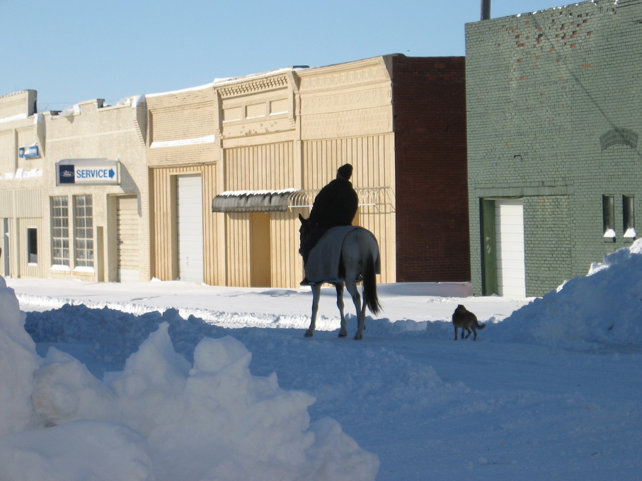Caney, KS Heading down Spring St after snowfall in Caney 2006 photo