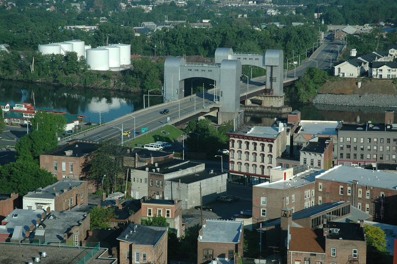 Troy, NY Green Island Bridge at rush hourTroy, New York 2004 photo