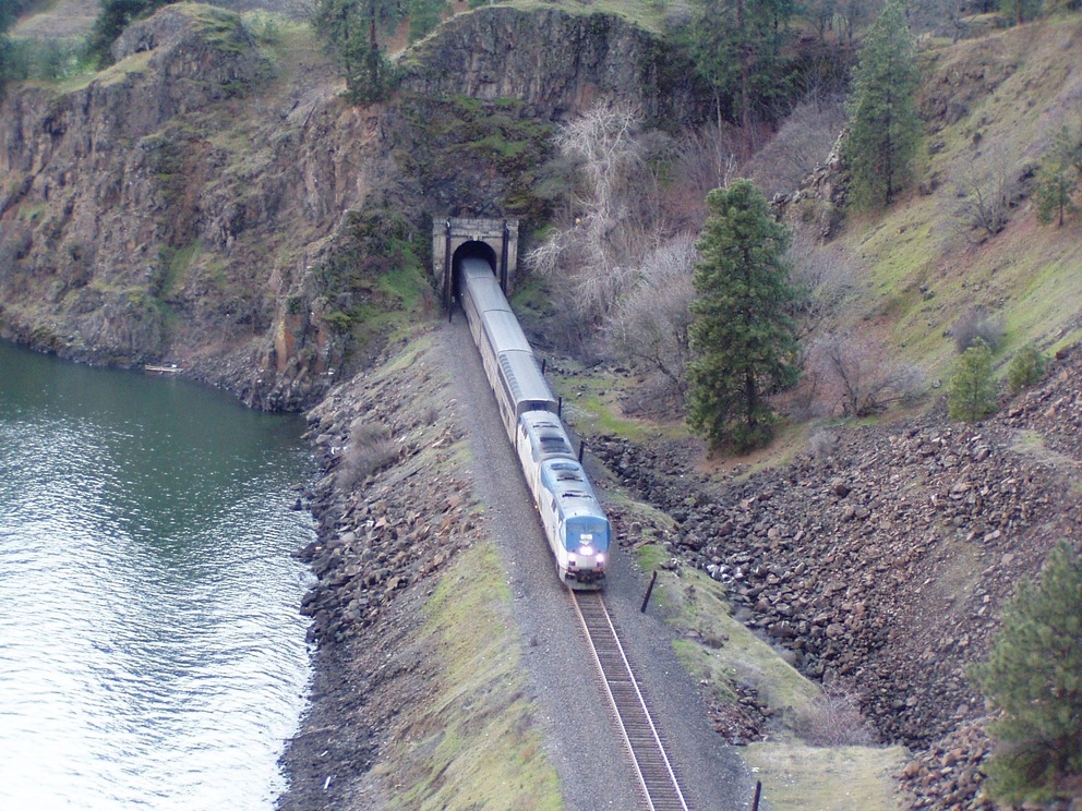 Lyle, WA Amtrack train west of Lyle photo, picture, image (Washington