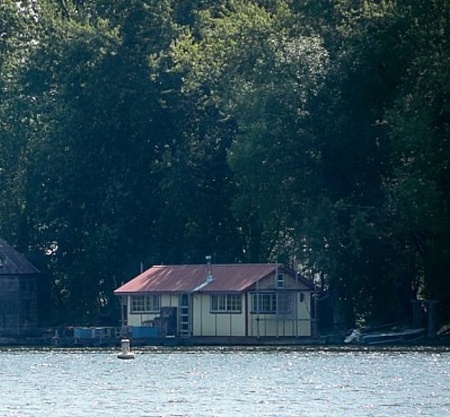Winona, MN A Mississippi River boathouse near Winona photo, picture