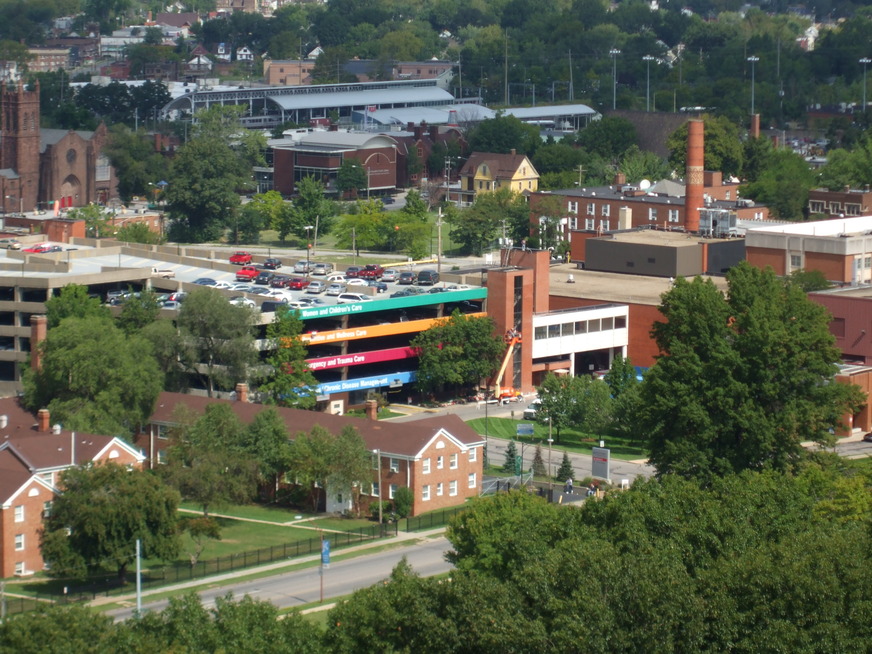 East Cleveland, OH Scene overlooking Forest Hill Park and Huron Road