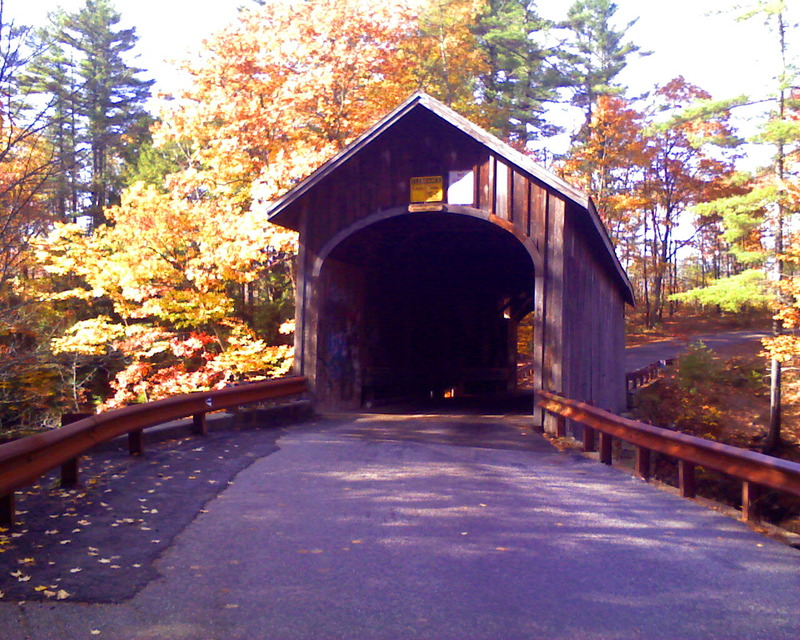 Windham, ME Covered Bridge at Dundee pond photo, picture, image