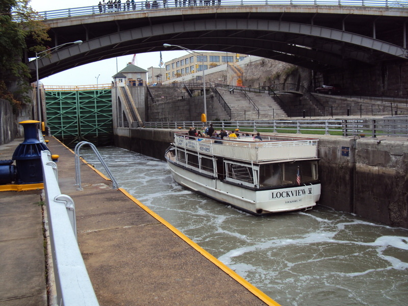 Lockport, NY Lockview Tour Boat navigates Lock E34/35 of the Erie