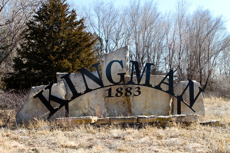 Kingman, KS To Kingman signs located at the city limits on