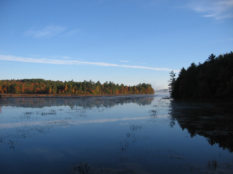 Poland, ME Morning Foliage and Fog on Middle Range Pond from Range
