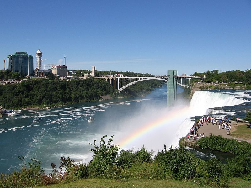 Niagara Falls, NY Niagara American Falls and Rainbow Bridge photo
