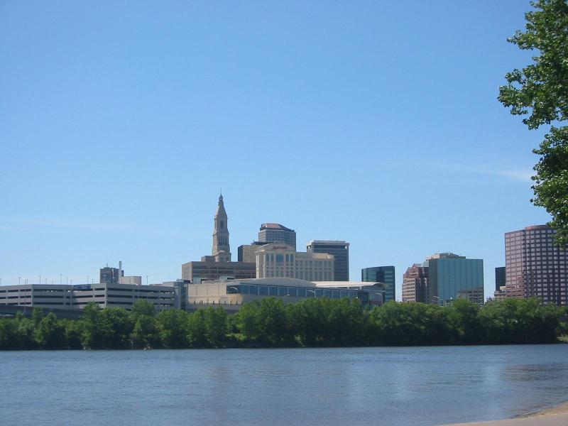 Hartford, CT Hartford skyline from Great River Park in East Hartford