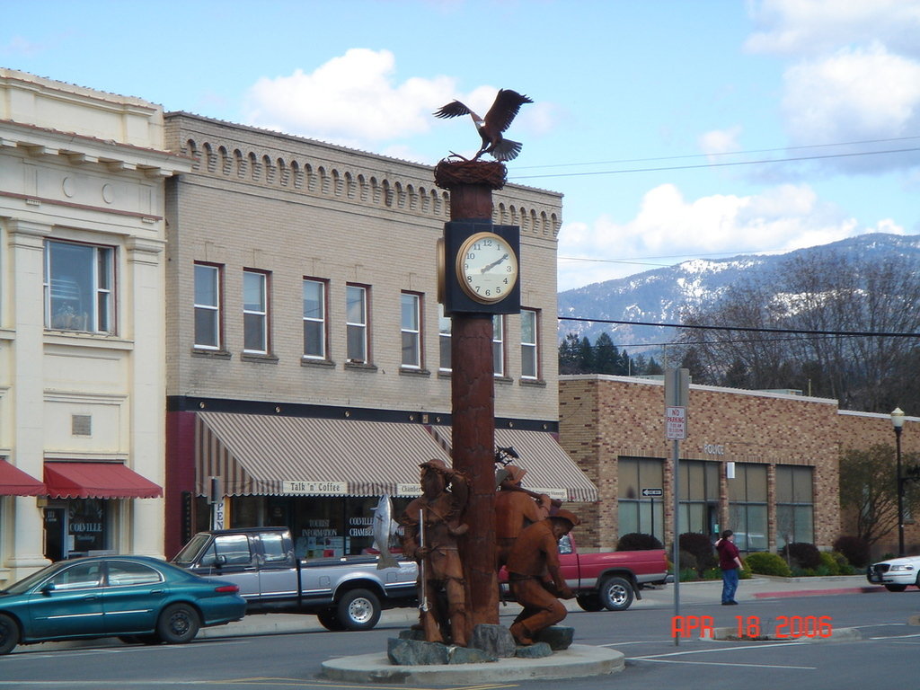 Colville, WA city center clock tower photo, picture, image