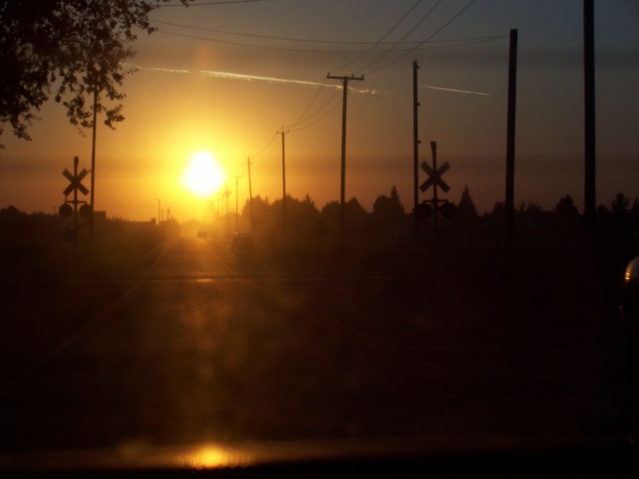 Galt, CA Kost Rd looking to the sunset before the RR photo, picture, image (California) at
