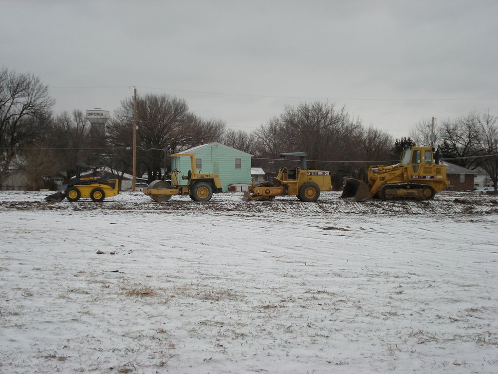 Emporia, KS Tractors lined up at an apartment complex construction