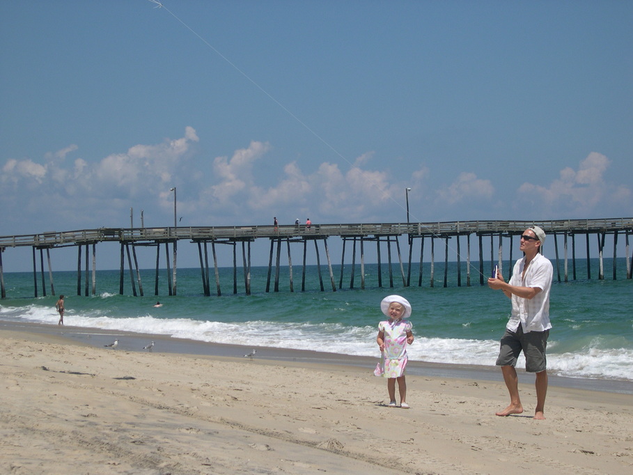 Nags Head, NC Kite flying on the beach just south of Nags Head Pier