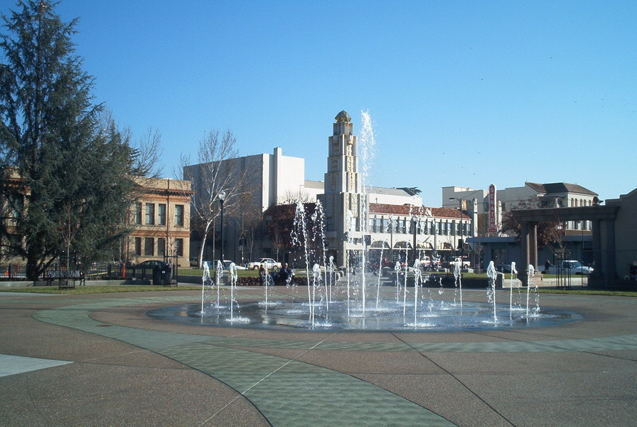 Chico, CA City Plaza and Senator Theater photo, picture, image